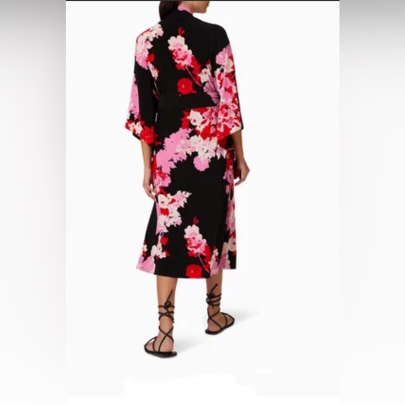 Norma Kamali Floral Kimono kaftan Robe size Small or 36 fits to a size large - Picture 2 of 12